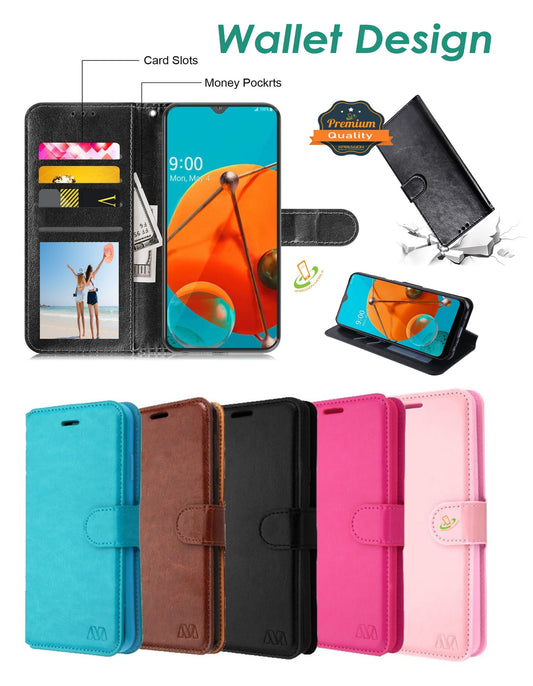 For Samsung Galaxy A12 5G Luxury Leather Wallet Case with Credit Card Holder Storage Lanyard Kickstand & Magnetic Flip  Phone Case Cover
