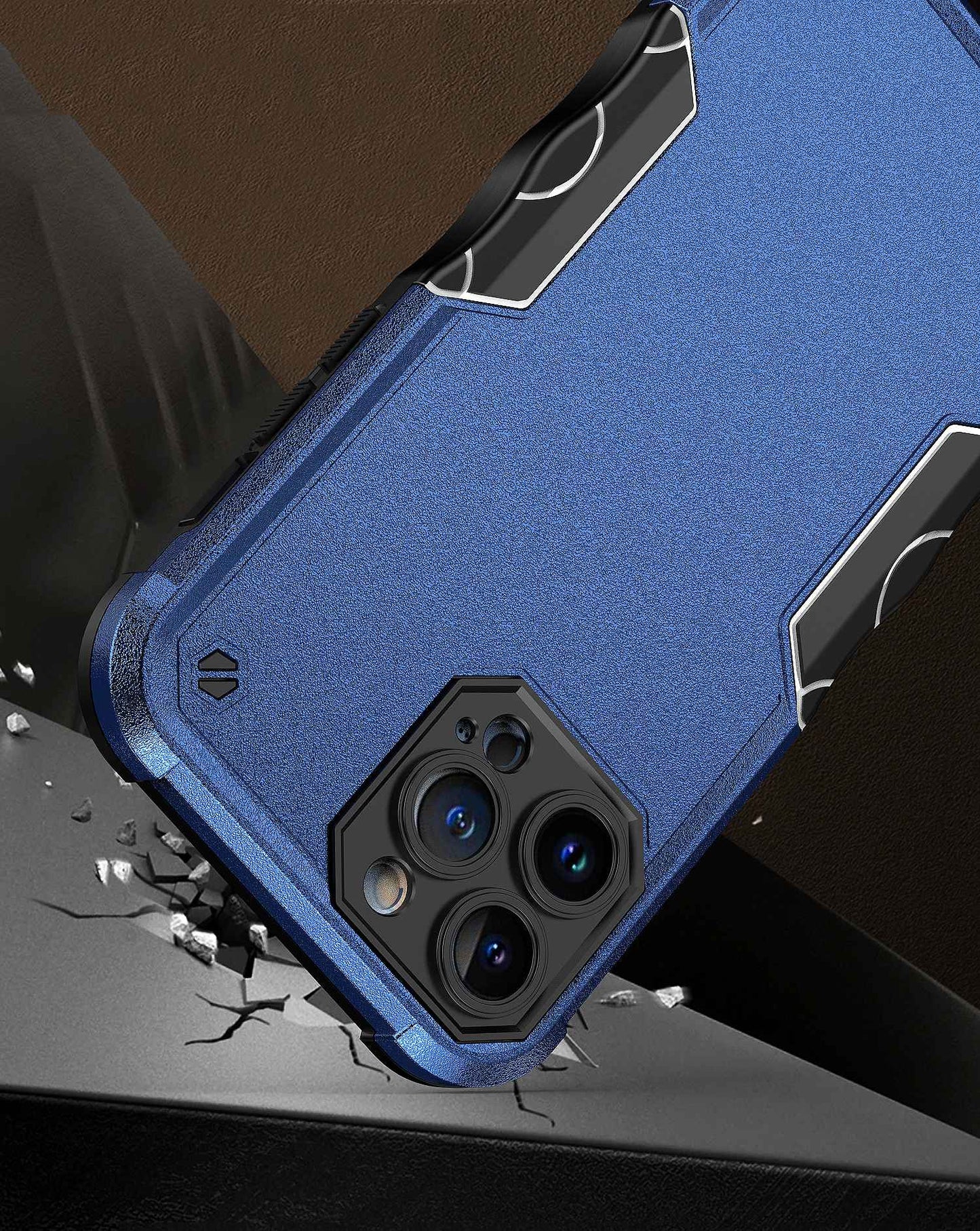 For Apple iPhone 14 Pro (6.1") Slim Tough Shockproof Hybrid Heavy Duty Dual Layer TPU Bumper Rugged Rubber Armor Blue Phone Case Cover