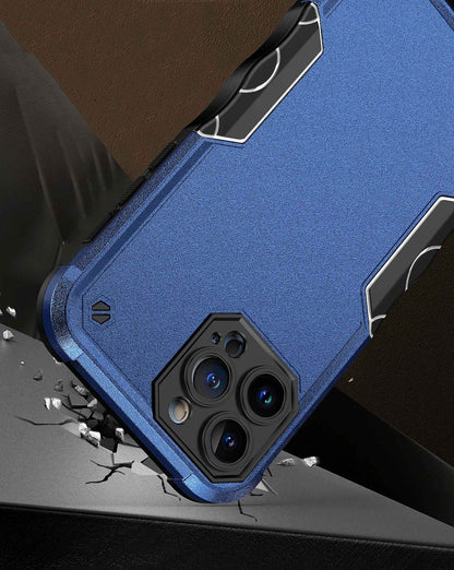 For Apple iPhone 14 Pro (6.1") Slim Tough Shockproof Hybrid Heavy Duty Dual Layer TPU Bumper Rugged Rubber Armor Blue Phone Case Cover