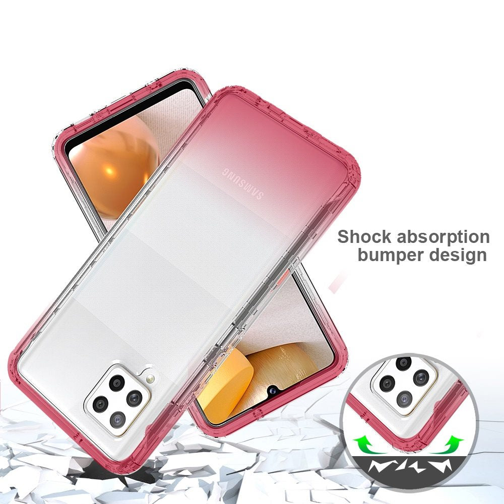 For Samsung Galaxy A42 5G Dual Layer Hybrid Clear Gradient Two Tone Transparent Shockproof Rubber TPU + Hard Protective Frame  Phone Case Cover