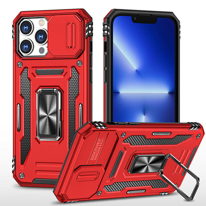 For Apple iPhone 14 /Plus Pro Max Hybrid Slide Camera Protection & 360° Rotateable Ring Stand, Heavy Duty  Phone Case Cover