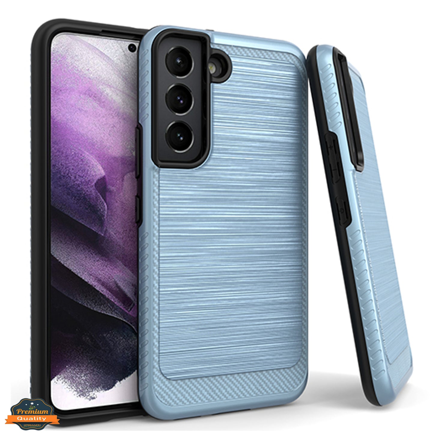 For Samsung Galaxy S22 /Plus Ultra Armor Brushed Texture Rugged Carbon Fiber Design Shockproof Dual Layers Hard PC + TPU Protective  Phone Case Cover