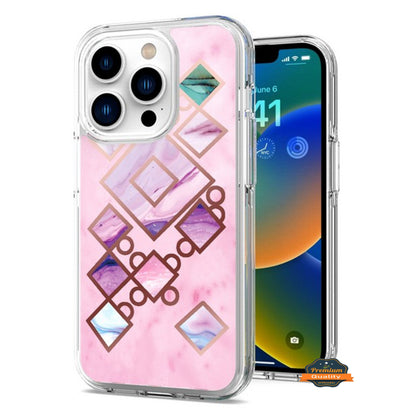 For Apple iPhone 14 Plus (6.7") Stylish Hybrid Fashion Marble Trendy Design Hard Back PC Shockproof TPU Protective  Phone Case Cover