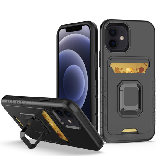 For Samsung Galaxy A03s Wallet Case Designed with Credit Card Holder & Magnetic Stand Kickstand Ring Heavy Duty Hybrid Armor Black Phone Case Cover