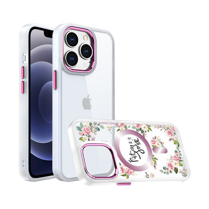 For Apple iPhone 14 /Plus Pro Max Hybrid Flower Quotation Design Fashion Hard PC with MagSafe Compatible  Phone Case Cover