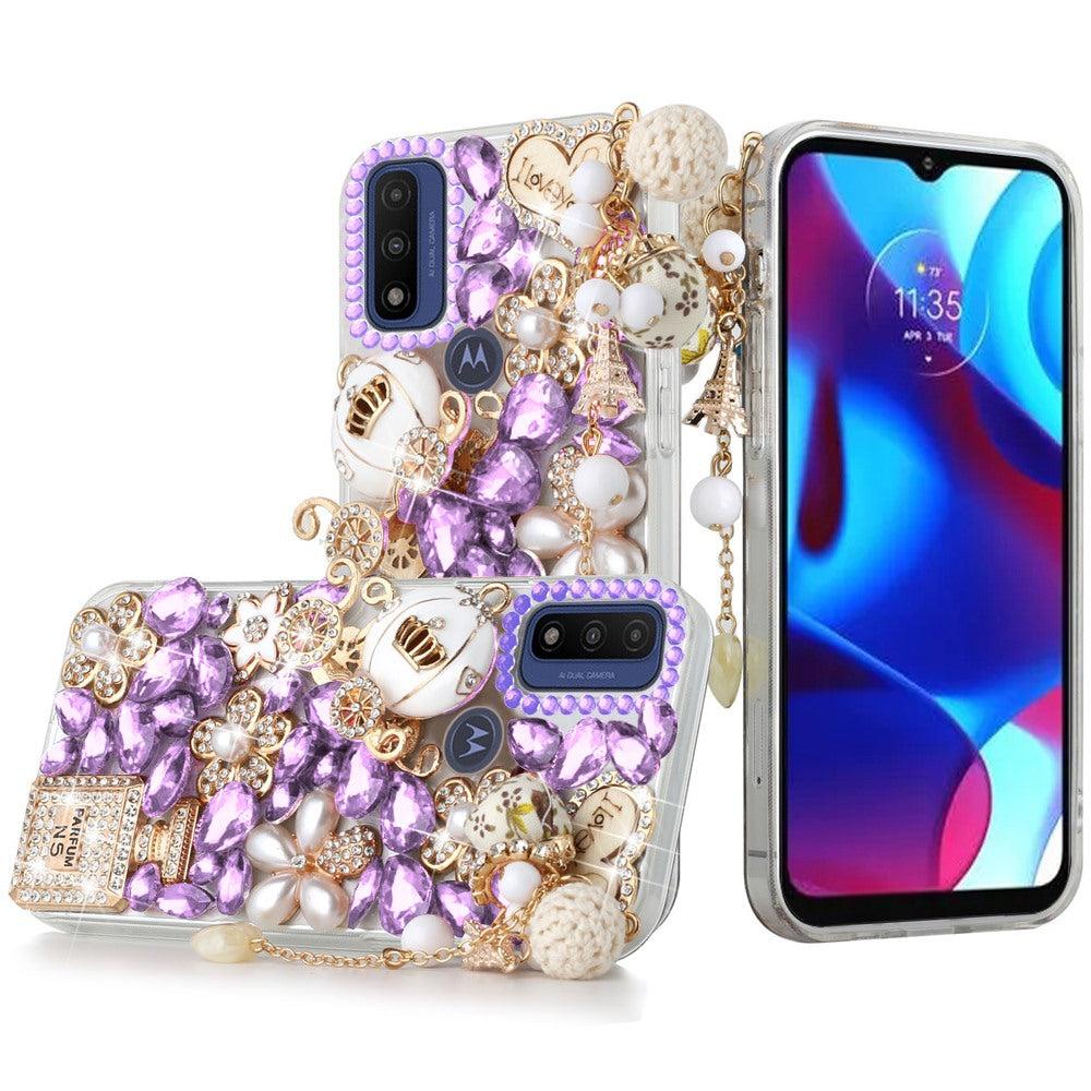 For Motorola Moto G Power 2022 Bling Clear Crystal 3D Full Diamonds Luxury Sparkle Transparent Rhinestone Hybrid Bumper  Phone Case Cover