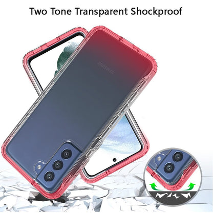 For Samsung Galaxy S21 FE /Fan Edition Dual Layer Hybrid Clear Gradient Two Tone Transparent Shockproof Rubber TPU Frame  Phone Case Cover