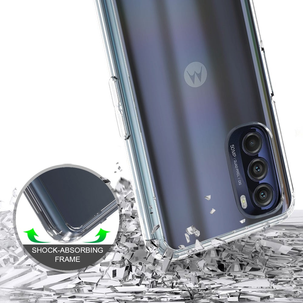 For Motorola Moto G 5G 2022 Hybrid Crystal Clear Transparent Shock-Absorption Bumper with TPU + Hard PC Back Frame Clear Phone Case Cover