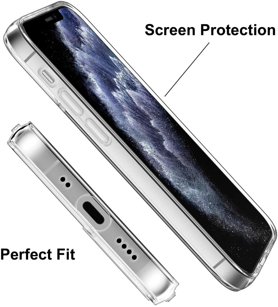For Apple iPhone 11 (6.1") Transparent Designed Slim Thick Hybrid Hard PC Back and TPU Frame Bumper Protective Clear Phone Case Cover