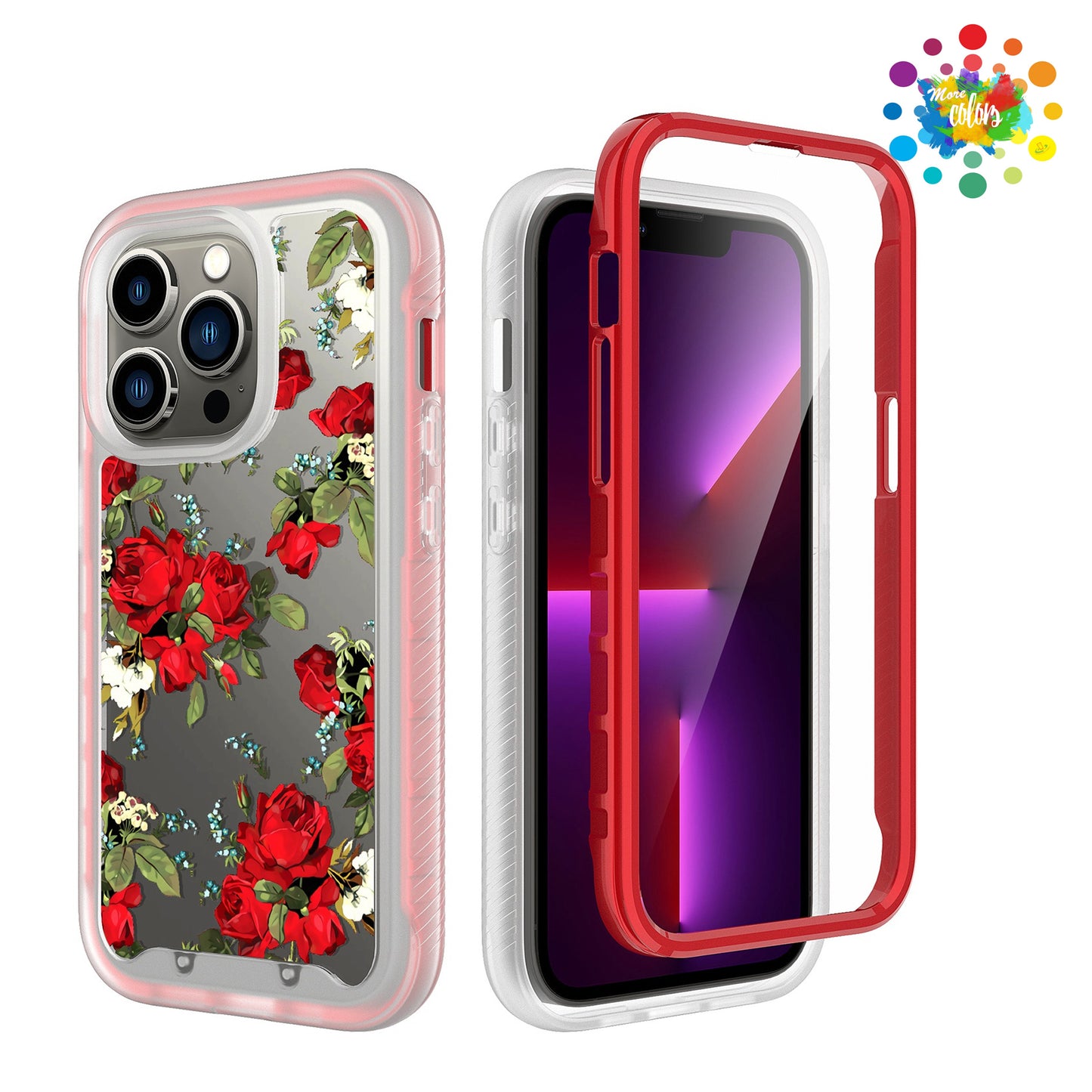 For Apple iPhone 14 Plus (6.7") Stylish Design 2in1 Hybrid Armor Hard Rubber Shockproof Front Frame Bumper  Phone Case Cover
