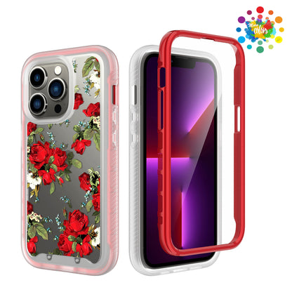 For Apple iPhone 14 Plus (6.7") Stylish Design 2in1 Hybrid Armor Hard Rubber Shockproof Front Frame Bumper  Phone Case Cover