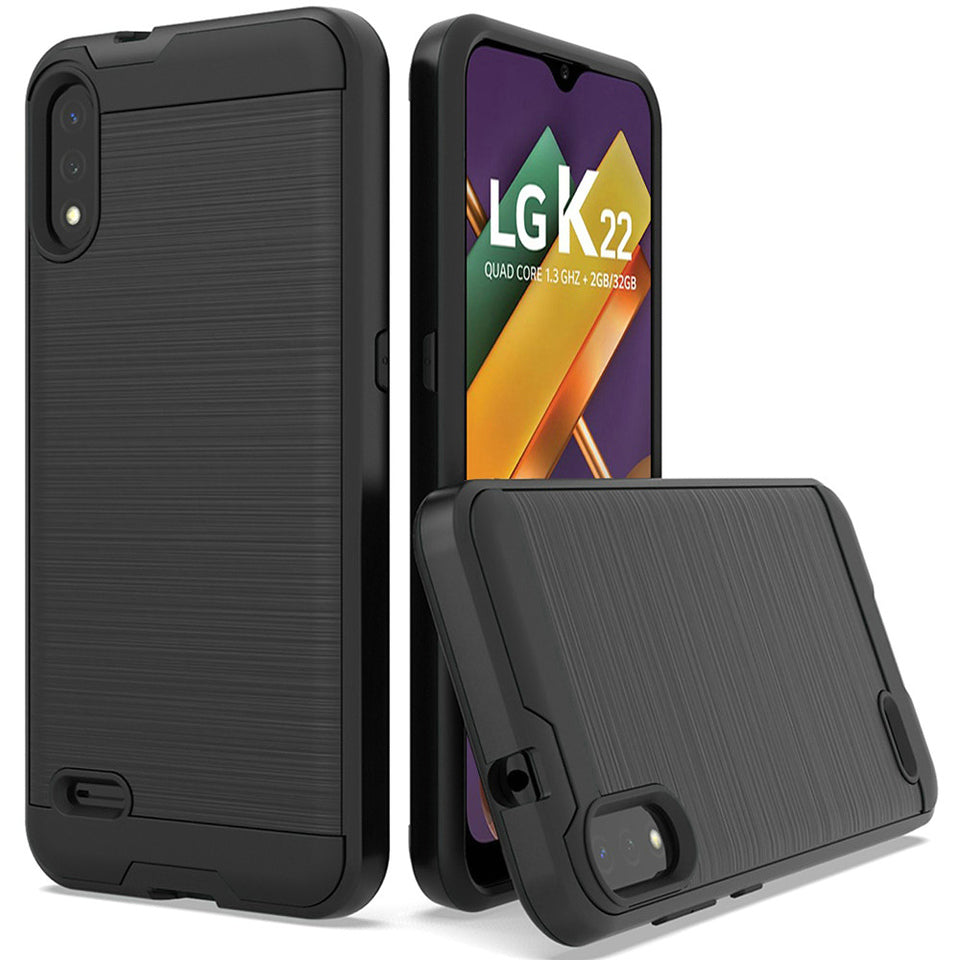 For Samsung Galaxy A03S Hybrid Rugged Brushed Metallic Design [Soft TPU + Hard PC] Dual Layer Shockproof Armor Impact  Phone Case Cover