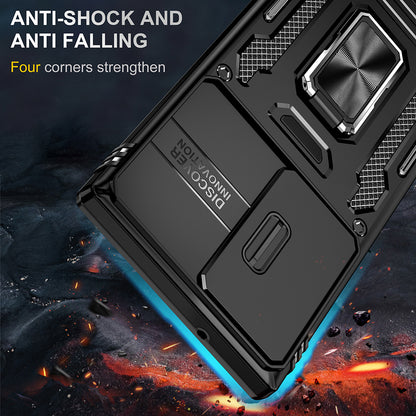 For Samsung Galaxy S23 /Plus /Ultra Hybrid Slide Camera Protection & Built-in 360° Rotate Ring Stand, Heavy Duty Military Grade  Phone Case Cover