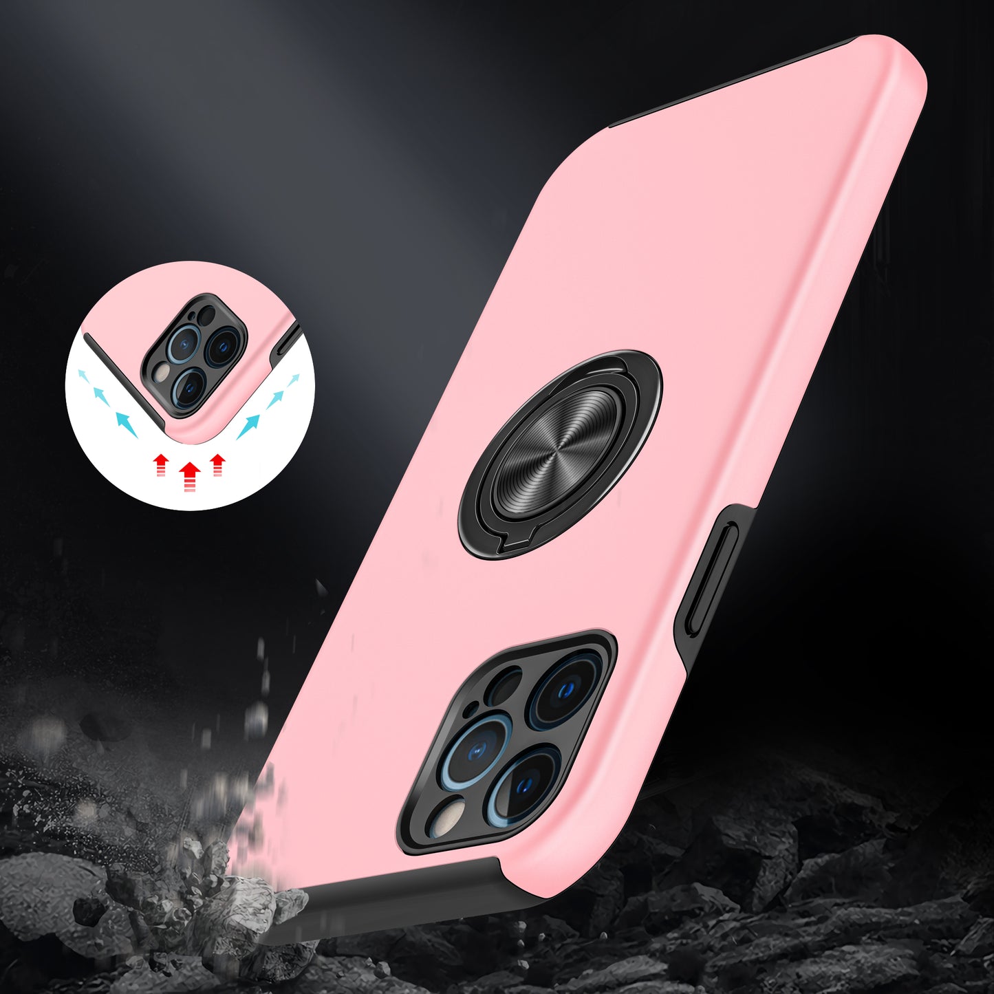 For Apple iPhone 14 /Plus Pro Max Hybrid Slim with Metal Invisible Ring Stand Holder Fit Magnetic Car Mount Shockproof  Phone Case Cover