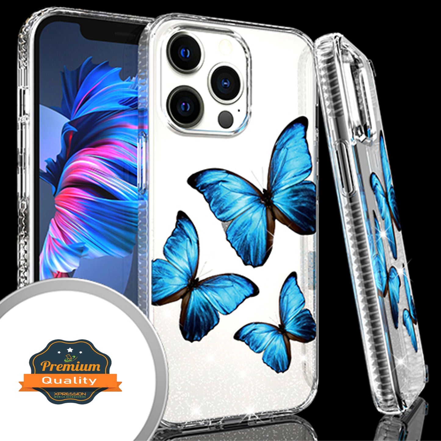 For Apple iPhone 13 /Pro Max Mini Clear Fashion IMD Pattern Design Hard Back PC Hybrid Bumper Armor TPU Soft Rubber Silicone Ultra Slim  Phone Case Cover