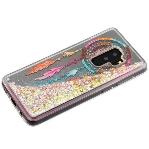 For Samsung Galaxy S9 Plus Quicksand Liquid Glitter Bling Hybrid Image Flowing Sparkle Protector Skin Dreamcatcher Phone Case Cover