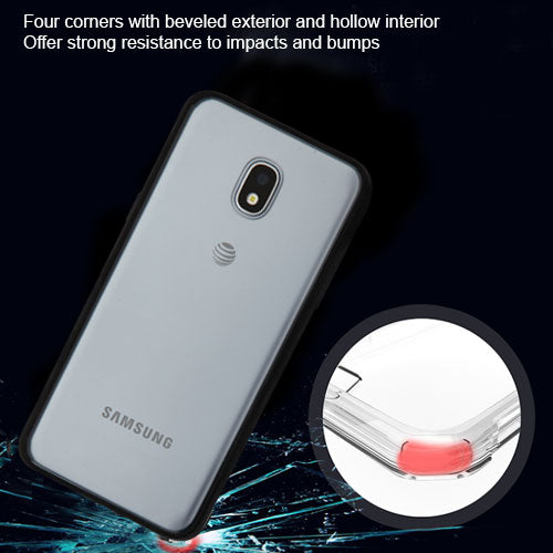 For Samsung Galaxy J3 V /J3 3rd Gen /Galaxy Express Prime 3 Slim Fit Hybrid Transparent Rubber Gummy Hard PC Silicone Clear Black Phone Case Cover