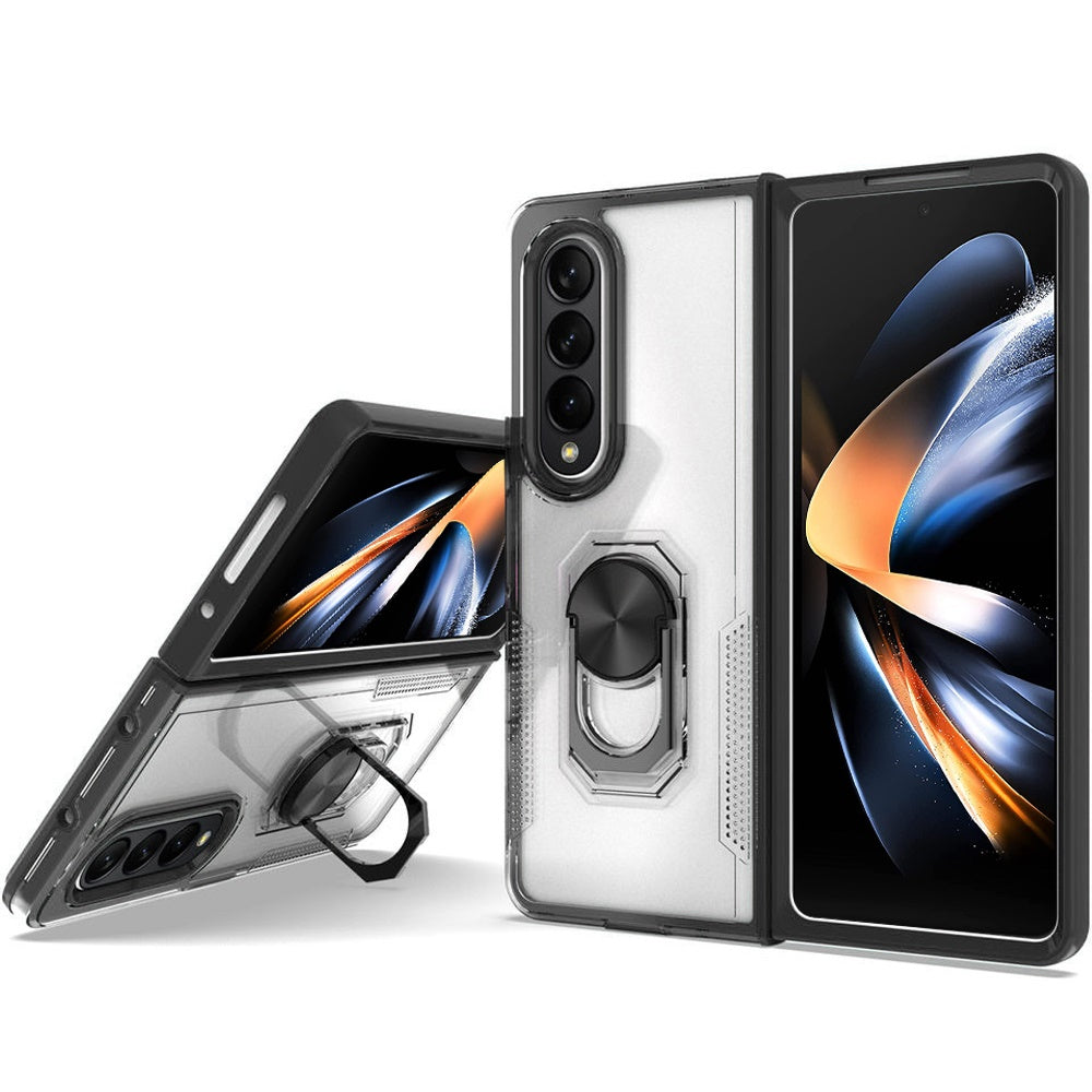 For Nokia C200 Clear Transparent Armor Rugged Defender Shockproof Hybrid with Ring Holder Kickstand  Phone Case Cover