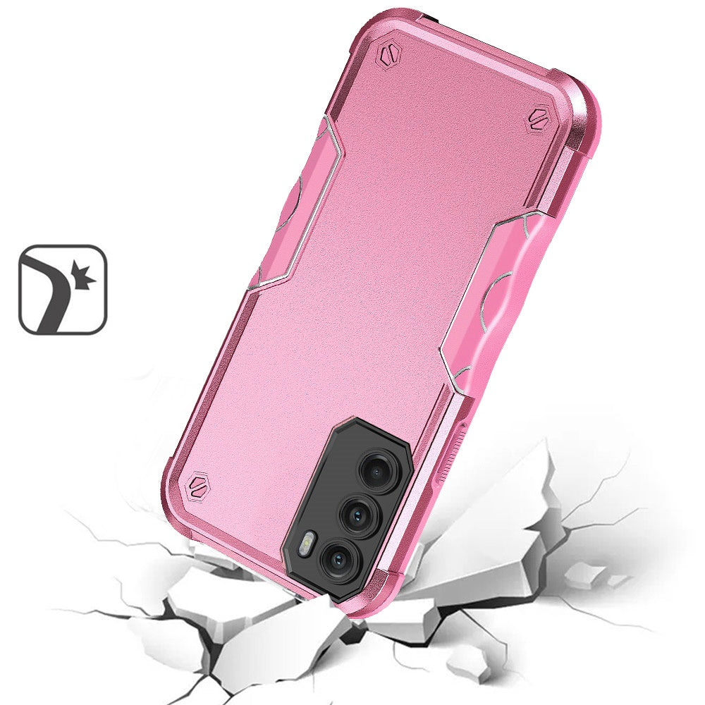 For Apple iPhone 14 Pro (6.1") Tough Shockproof Hybrid Heavy Duty Dual Layer TPU Bumper Rugged Rubber Defend Armor Pink Phone Case Cover