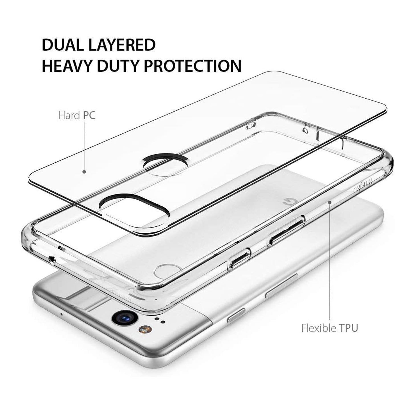 For Samsung Galaxy A03S Slim Body Frame [Shock-Absorption] Hybrid Defender Rubber Silicone Gummy TPU Clear Hard Back  Phone Case Cover