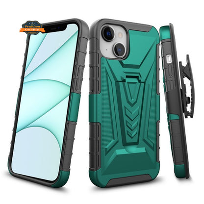For Apple iPhone 14 Pro Max (6.7") Swivel Belt Clip Holster with Built-in Kickstand, Heavy Duty Hybrid 3in1 Shockproof  Phone Case Cover