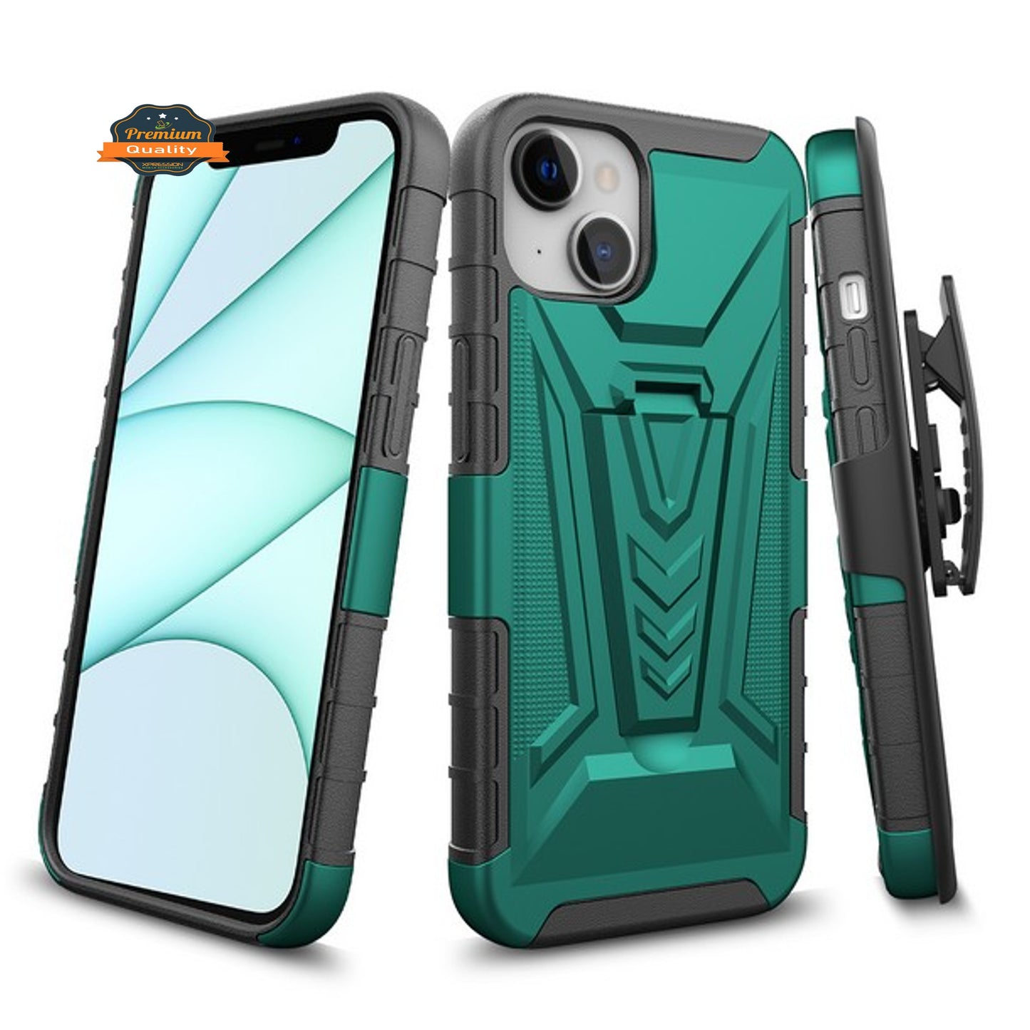 For Apple iPhone 14 Pro Max (6.7") Swivel Belt Clip Holster with Built-in Kickstand, Heavy Duty Hybrid 3in1 Shockproof  Phone Case Cover