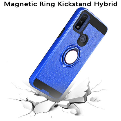 For Motorola Moto G Power 2022 Hybrid Ring Stand Brushed with 360 Rotating Ring Magnetic Bracket Armor Texture Rugged  Phone Case Cover