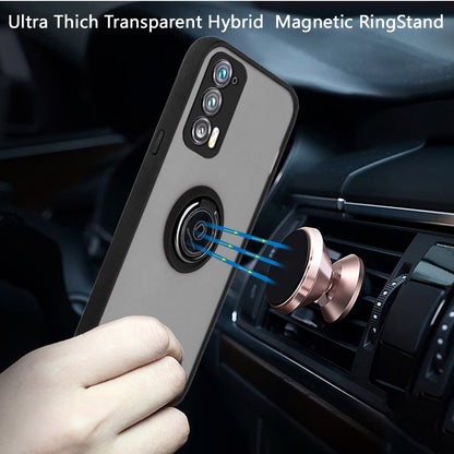 For Motorola Edge 20 Pro Hybrid Protective PC & TPU Shockproof with 360° Rotation Ring Magnetic Metal Stand & Covered Camera  Phone Case Cover