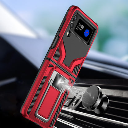 For Samsung Galaxy Z Flip 4 5G Shockproof [Military-Grade] with Metal Magnetic Kickstand, Hybrid Rugged TPU Heavy Duty  Phone Case Cover