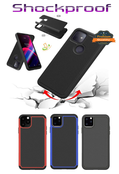 For Apple iPhone 13 Pro Max (6.7") Textured Hybrid Tuff Shockproof Rugged Hard PC & Soft Silicone TPU Anti-Slip Dual Layer Protective Bumper  Phone Case Cover