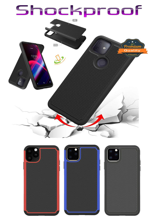 For Apple iPhone 13 Pro Max (6.7") Textured Hybrid Tuff Shockproof Rugged Hard PC & Soft Silicone TPU Anti-Slip Dual Layer Protective Bumper  Phone Case Cover