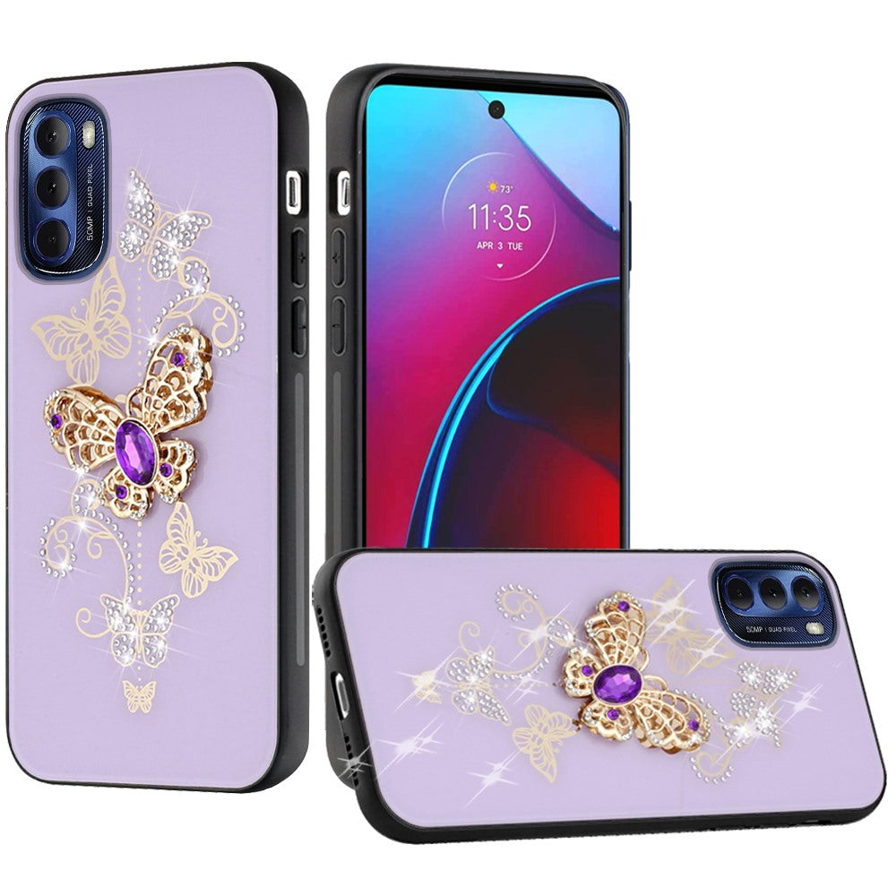 For Motorola Moto G Stylus 2022 4G Diamond Bling Sparkly Glitter Ornaments Engraving Hybrid Ring Stand Fashion  Phone Case Cover