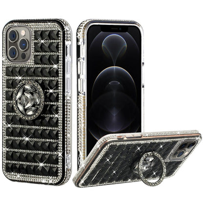 For Apple iPhone 8 Plus/7 Plus/6 6S Plus Luxury 3D Bling Diamonds Rhinestone Jeweled Crystal Hybrid with Ring Stand Holder  Phone Case Cover