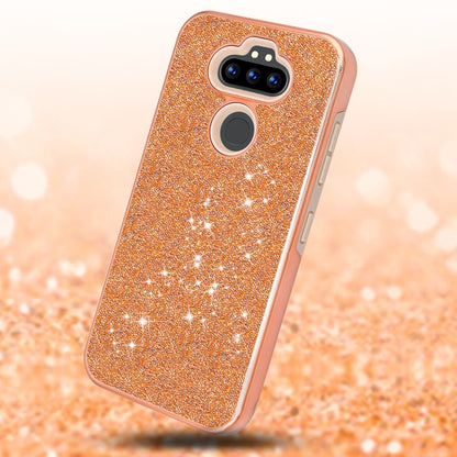 For LG K31 /Aristo 5/Fortune 3/Tribute Monarch /Phoenix 5/Risio 4/K8x Rhinestones Stylish Bling Design Hybrid Hard TPU Armor Rugged Slim Rose Gold Phone Case Cover