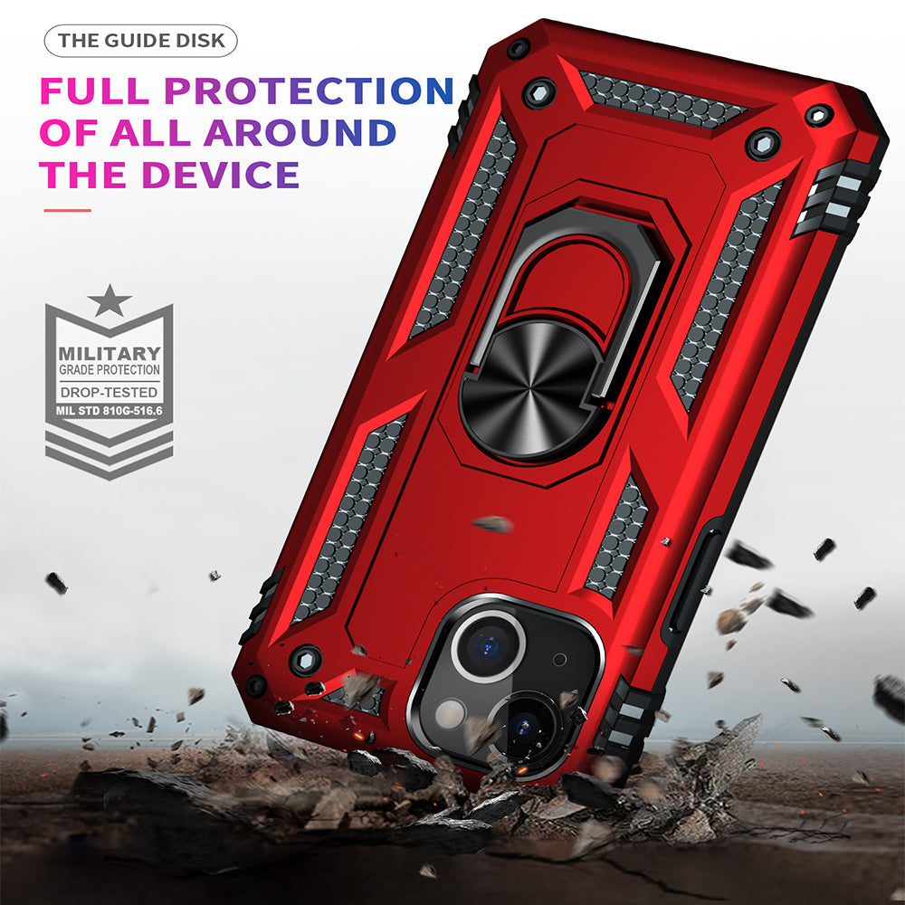 For Apple iPhone 14 /Pro Max Military Grade Heavy Duty Armor Hybrid with Ring Kickstand Finger Loop Stand  Phone Case Cover