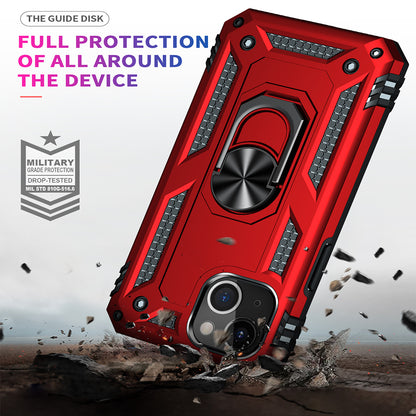 For Apple iPhone 14 /Pro Max Military Grade Heavy Duty Armor Hybrid with Ring Kickstand Finger Loop Stand  Phone Case Cover