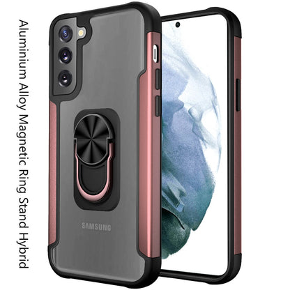 For Samsung Galaxy S22+ Plus Clear Military Grade Design Hybrid with Ring Holder Kickstand [Magnetic Car Mount Feature]  Phone Case Cover