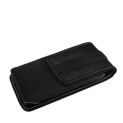 For Nokia C200 Rugged Canvas Cellphone Belt Clip Cover Holster Pouch Holder with Belt Loops Universal Vertical Carrying Case [Black]