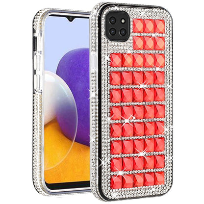 For Boost Mobile Celero 5G Fashion Luxury 3D Bling Diamonds Rhinestone Jeweled Shiny Crystal Hybrid TPU + PC Bumper Hard Black Phone Case Cover