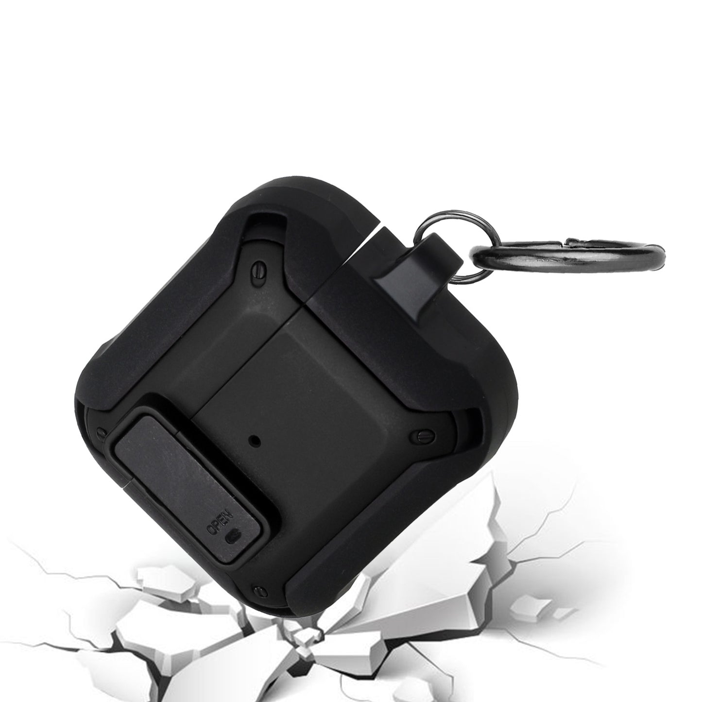 For Apple AirPods 2 & 1 Premium Ultra ShockProof Hybrid With Metal Hook Carabiner & Switch Closure Full-Body Rugged Protective Case Cover