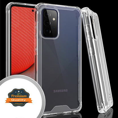 For Samsung Galaxy A03S Slim Body Frame [Shock-Absorption] Hybrid Defender Rubber Silicone Gummy TPU Clear Hard Back  Phone Case Cover