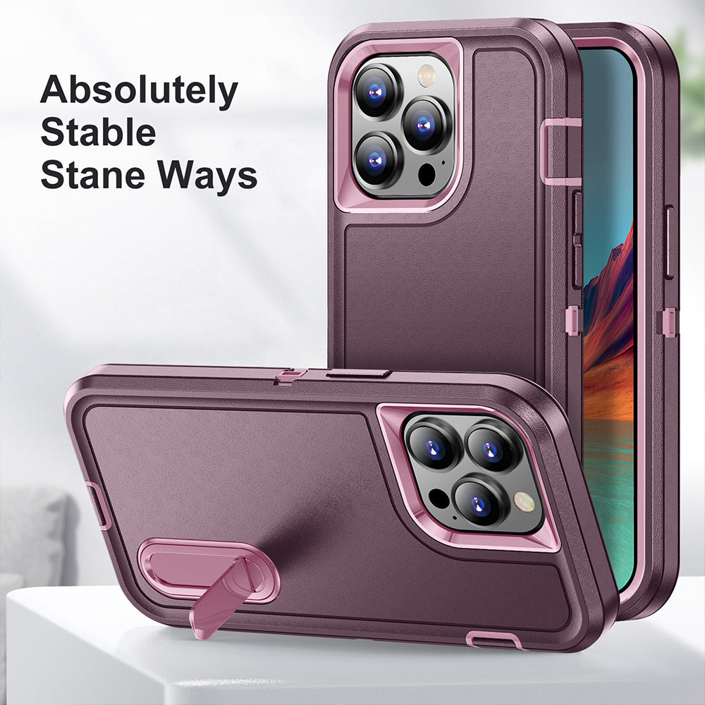 For Apple iPhone 14 /Plus Pro Max Hybrid Protective Hybrid Armor 3 in 1 Shockproof with Kickstand Heavy Duty Rugged  Phone Case Cover