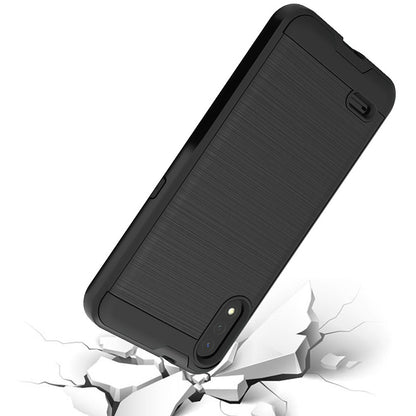 For Samsung Galaxy A03S Hybrid Rugged Brushed Metallic Design [Soft TPU + Hard PC] Dual Layer Shockproof Armor Impact  Phone Case Cover