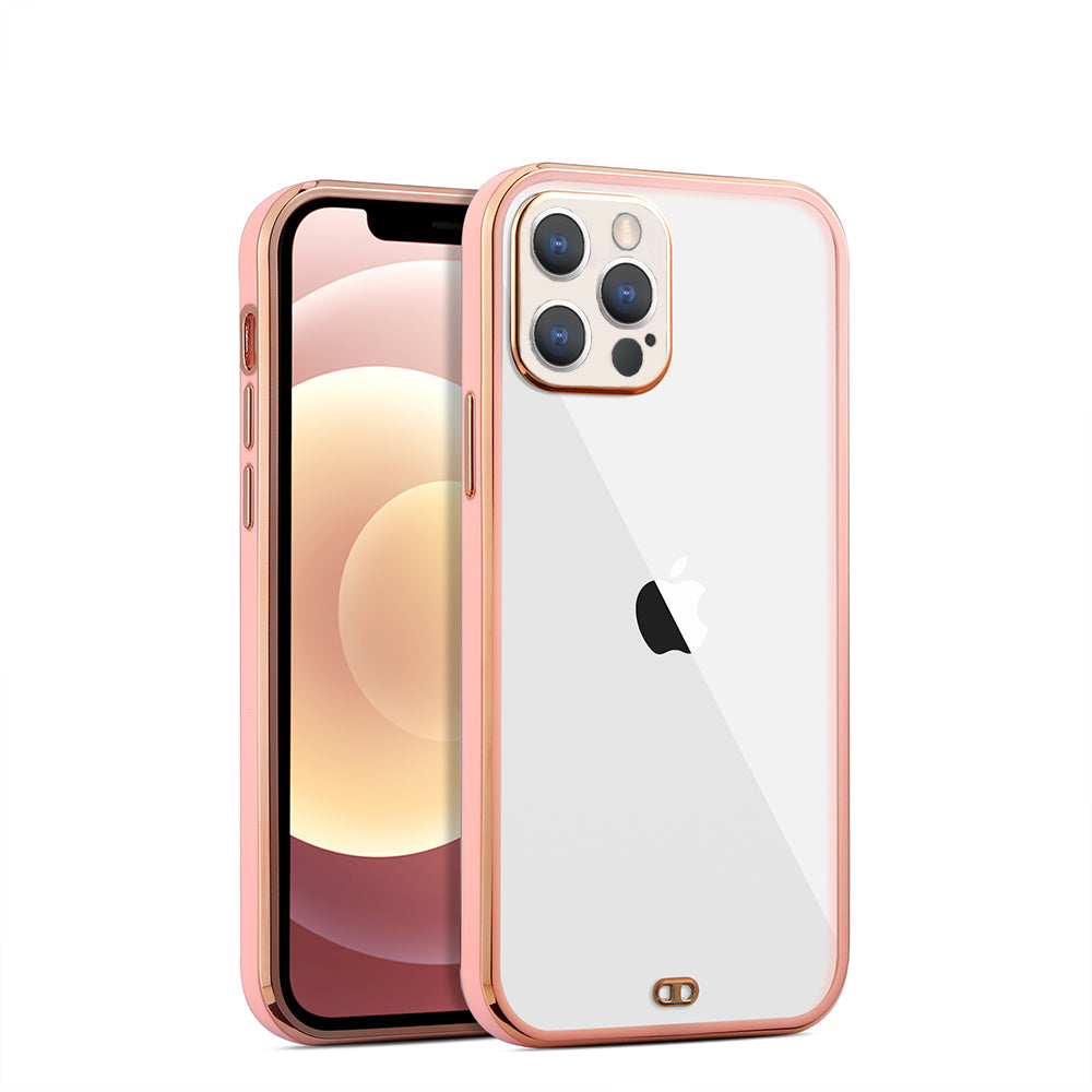 For Apple iPhone 13 /Pro Max Hybrid PC Bumper Plating with Raised Camera Protection Shockproof Slim Frame TPU Protective  Phone Case Cover