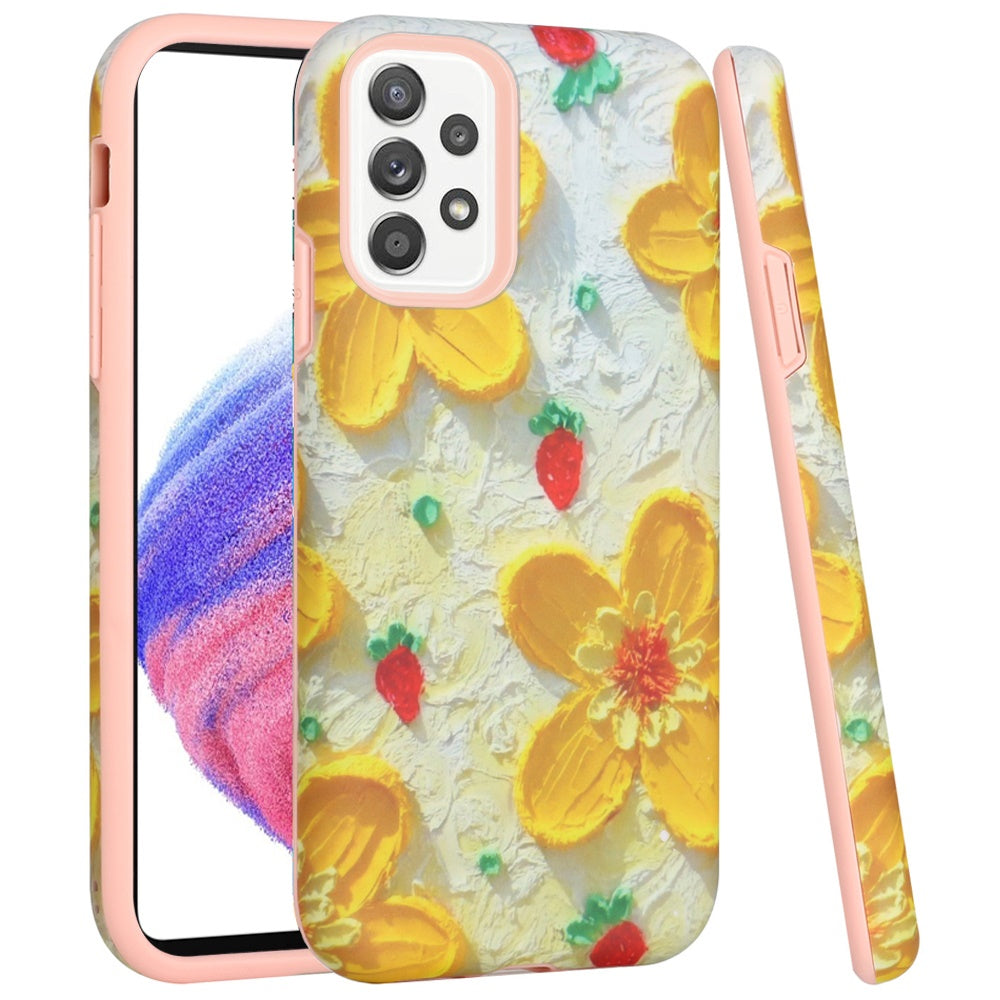 For Samsung Galaxy A53 5G Bliss Floral Stylish Design Hybrid Rubber TPU Hard PC Shockproof Armor Slim Fit  Phone Case Cover