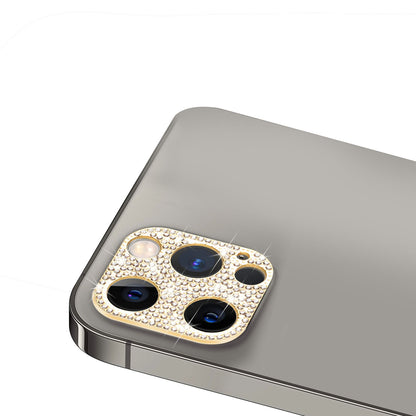 For Apple iPhone 14 Pro Max (6.7") Camera Lens Zinc Alloy With Diamond Bling Lens Protective Camera Decoration Gold Phone Case Cover
