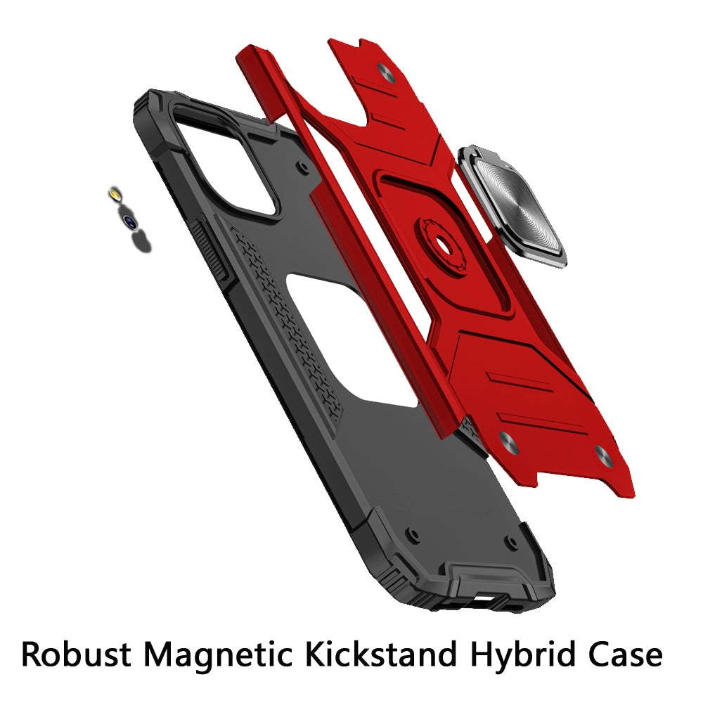 For Samsung Galaxy Note 20 Armor Hybrid with Ring Stand Holder Kickstand Shockproof Heavy-Duty Durable Rugged 2in2 Red Phone Case Cover
