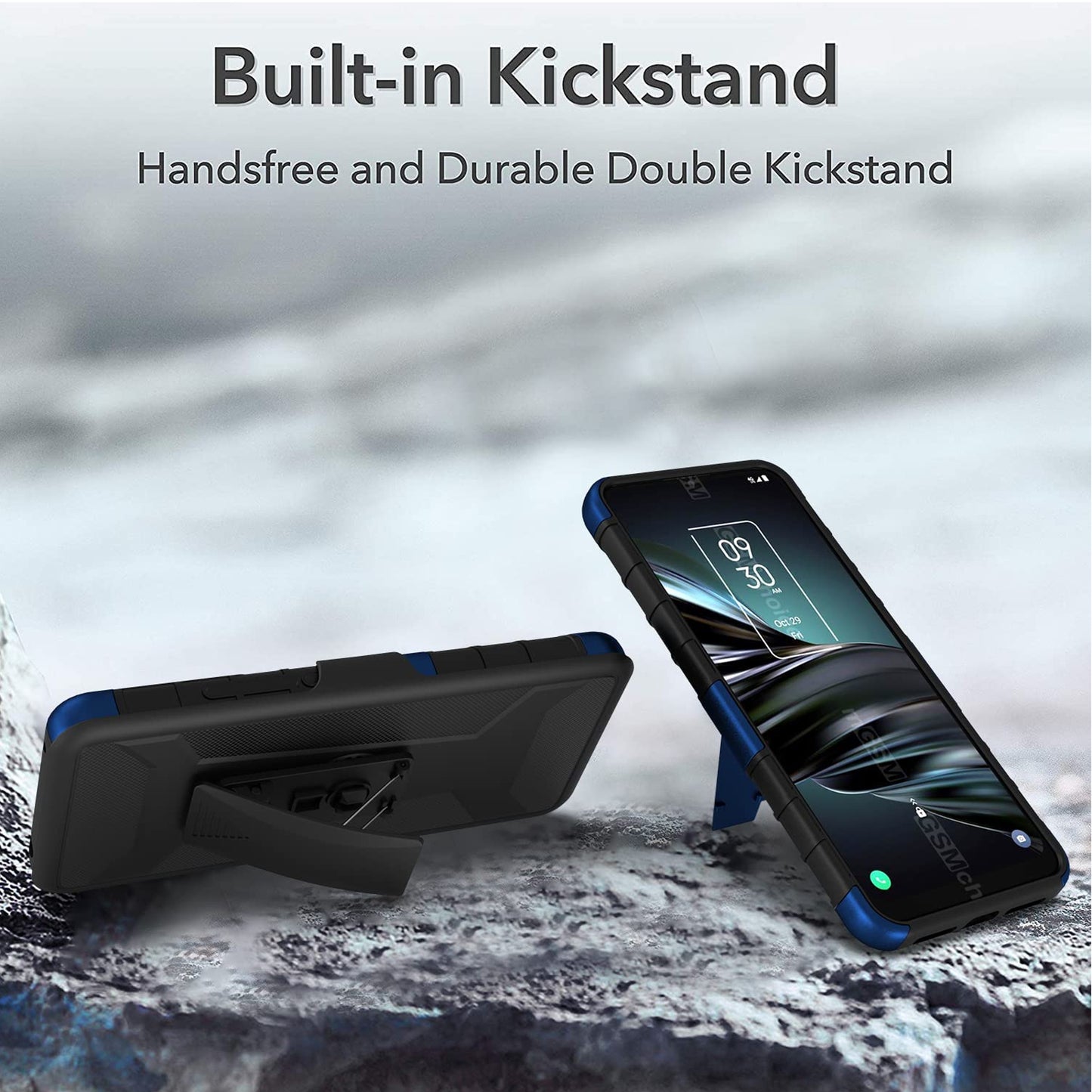 For Apple iPhone 14 Plus /Pro Max Hybrid Belt Clip Holster with Built-in Kickstand, Heavy Duty Shock Absorption Armor Rugged  Phone Case Cover