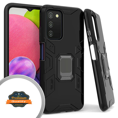 For Samsung Galaxy A03s (2022) Hybrid Heavy Duty Armor Protective Bumper with 360° Degree Ring Holder Kickstand [Military-Grade]  Phone Case Cover