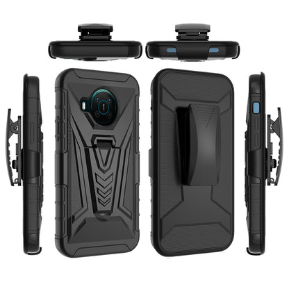 For OnePlus Nord N20 5G Combo 3 in 1 Rugged Swivel Belt Clip Holster Heavy Duty Hybrid Armor TPU with Kickstand Stand Black Phone Case Cover